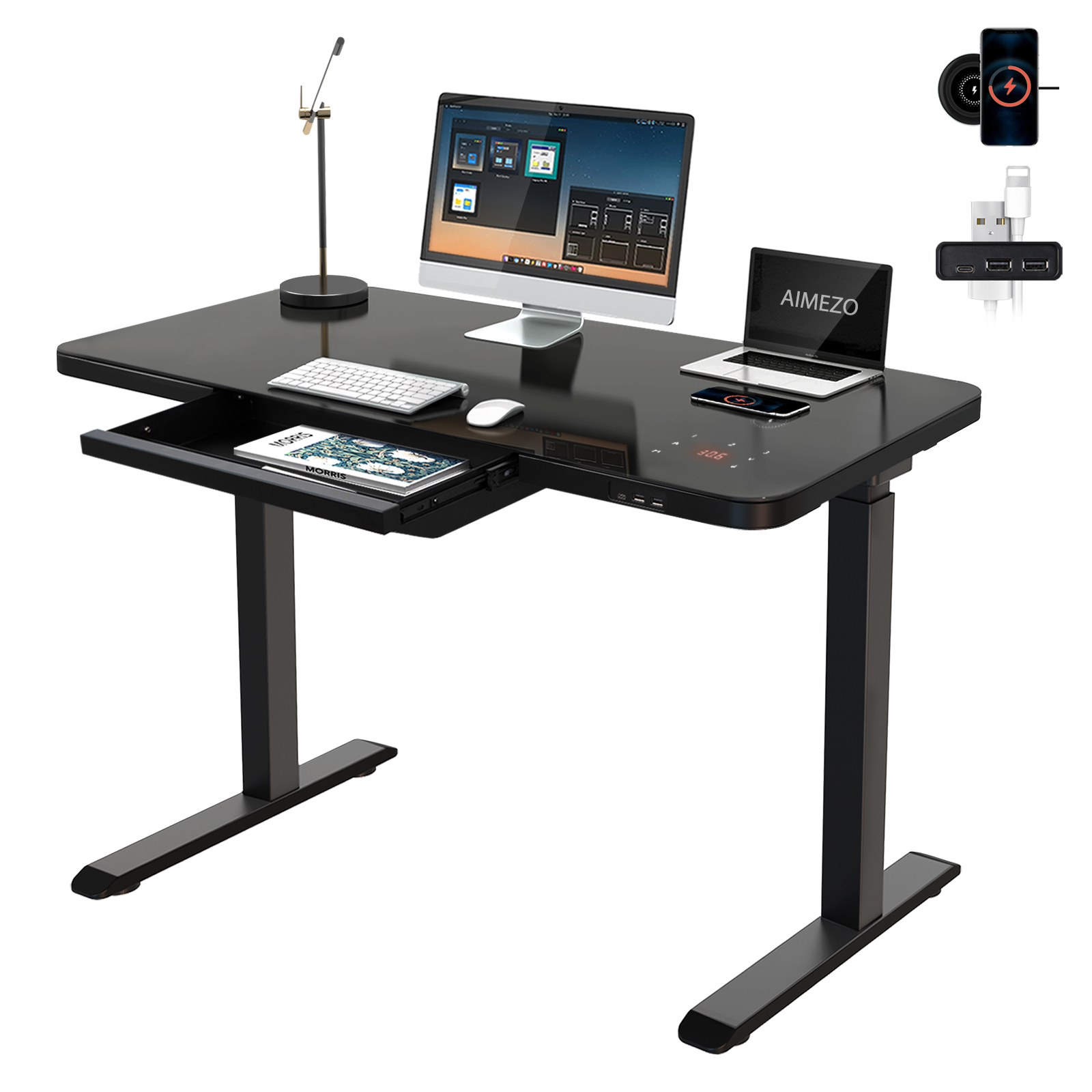 Alera Single Pedestal Steel Desk, Metal Desk, 451/4w x 24d x 291/2h