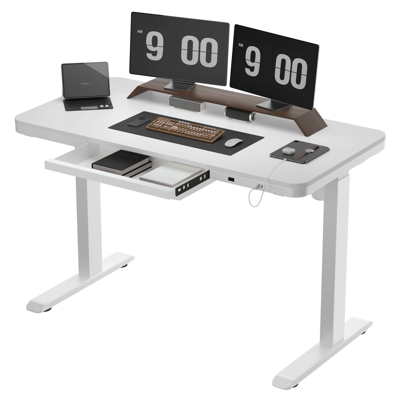 AIMEZO Adjustable Height Standing Desk with Drawers and USB