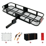 AIMEZO Folding Hitch Cargo Carrier Mount 60"x21"x6" Luggage Basket Rack with Waterproof Cargo Bag and Net, Cargo Rack for SUV, Car, Truck - 550Lbs Capacity