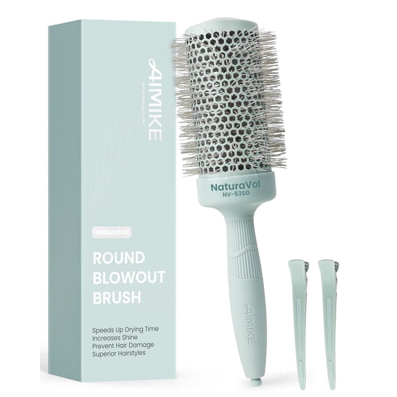 AIMIKE NaturaVol Large Round Brush for Blow Out, 3" Round Hair Brush for Volume & Shine, 2.1" Ceramic Ionic Barrel