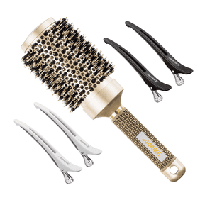 AIMIKE Round Brush for Blow Out, 3.3&rdquo; Boar Bristle Round Brush for Styling, Curling, Adds Volume & Shine