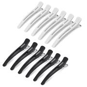 12pcs Professional Hair Clips, Non-Slip Duck Billed Clips for Styling Sectioning, Black & White