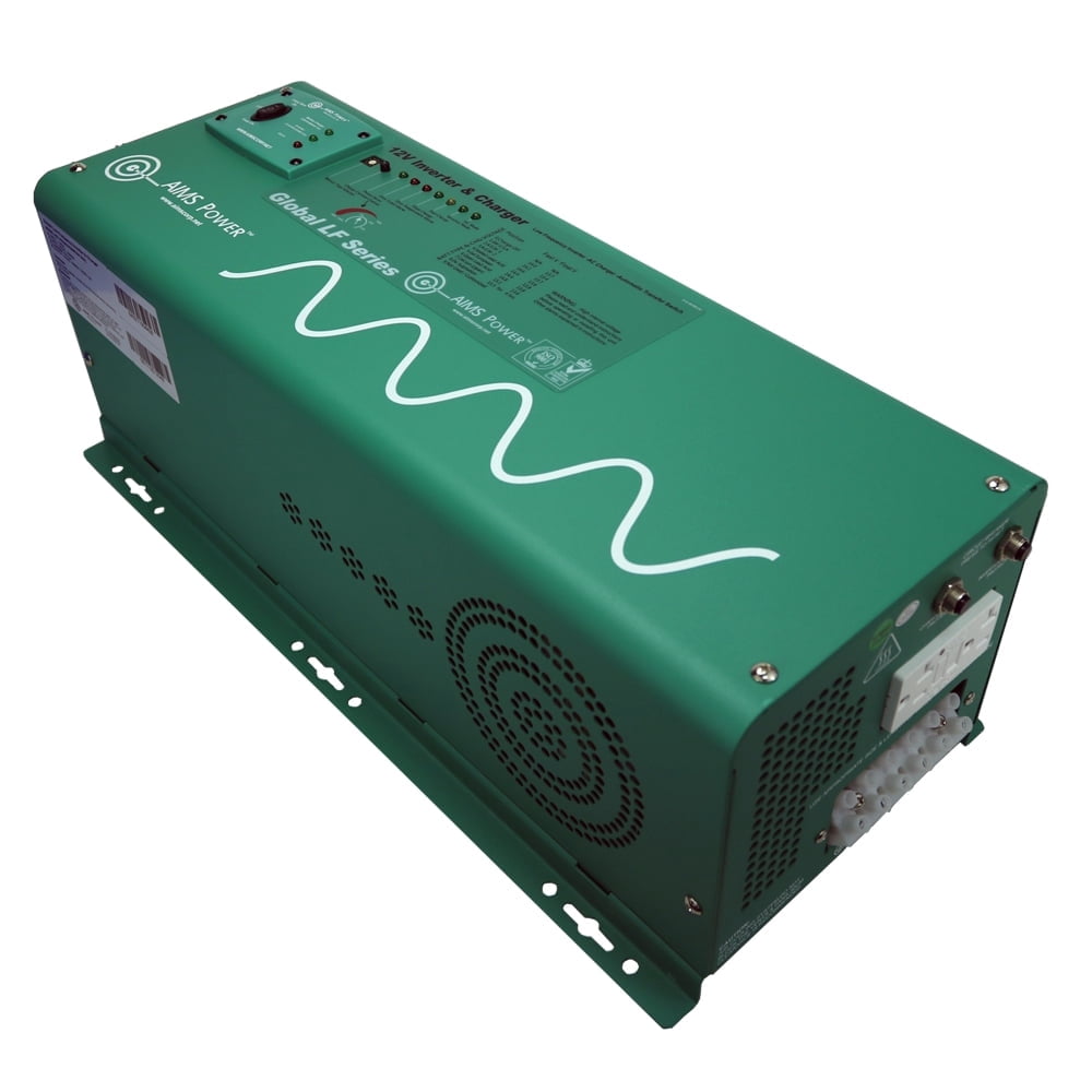 AIMS Power 2500W Pure Sine Inverter Charger 12VDC to 120VAC with Transfer Switch for RVs, Off-Grid, and Backup