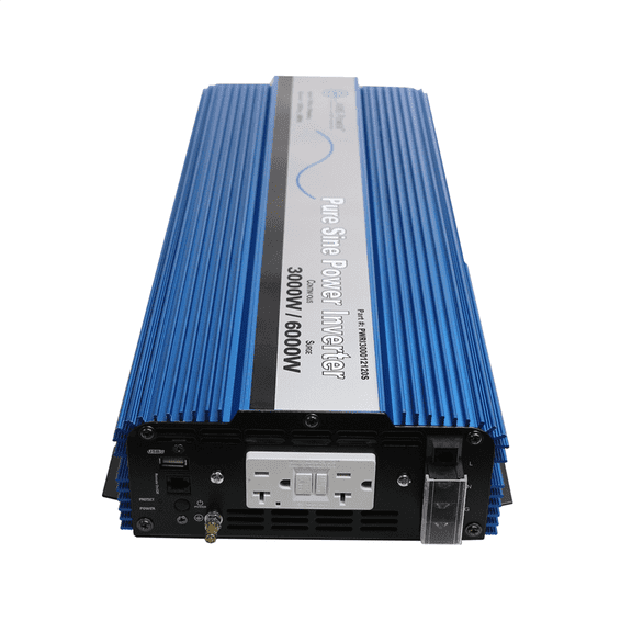 AIMS Power 3000W Pure Sine Power Inverter 12VDC to 120VAC ETL Listed for RVs, Home, and Job Site