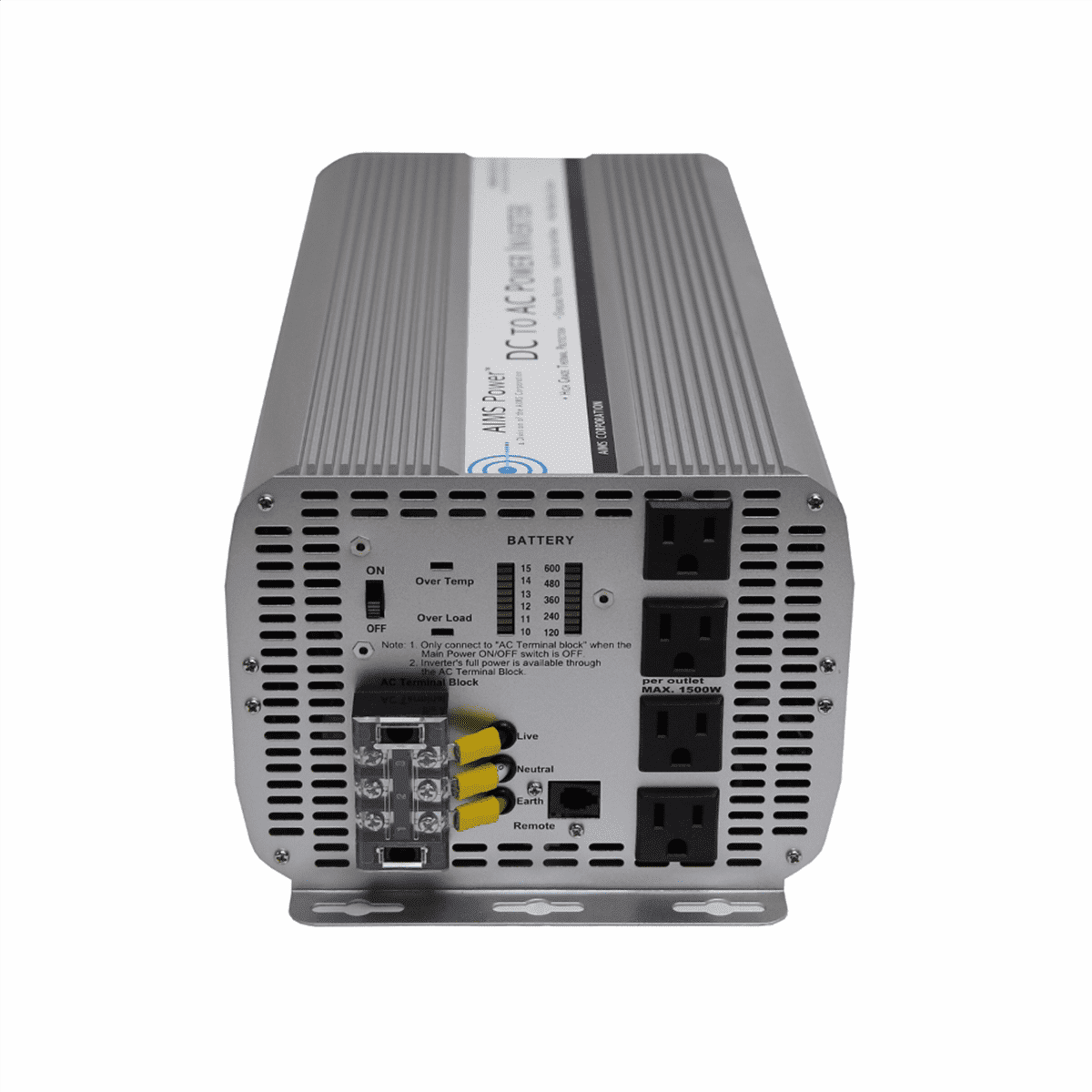AIMS Power 5000W Modified Sine Power Inverter 12VDC to 120VAC for Heavy Loads, RVs, and Tools