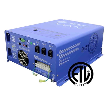 AIMS Power 6000W Split Phase Pure Sine Inverter Charger 24VDC to 120/240VAC ETL Listed with 40A Transfer Switch for Homes, Farms, and Backup Power