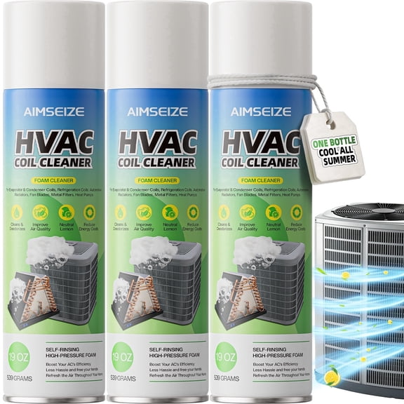 AIMSEIZE Foaming AC Coil Cleaner Heavy Duty HVAC Spray for Condenser Evaporator Coils, 3 Pcs,16.9 Ounces.