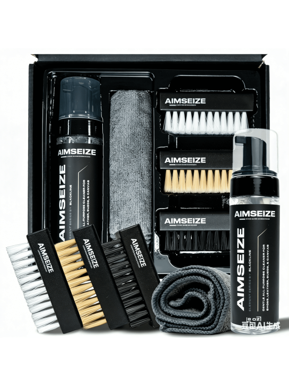 Shoe Cleaner Kit, Sneaker Cleaning Set with 5 fl oz (150ml) Solution, 3 Brushes & Microfiber Towel, for Sneakers, Running, Basketball & Casual Shoes