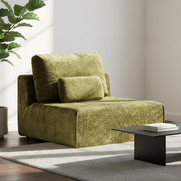 AIMSTYTO Modular Sectional Sofa Couch Set, Premium Plush Velvet Boneless Sofa Bed with Flexible Combinations, 1-Piece Loveseat L Shaped Couch for Living Room & Small Spaces (Green, Single)