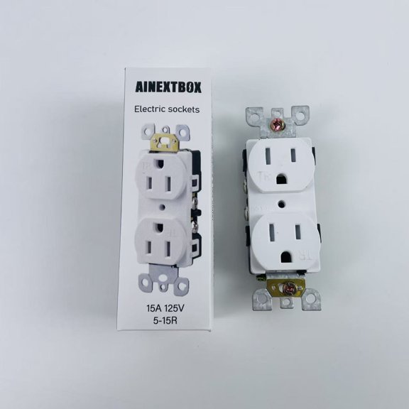 AINEXTBOX Electric sockets, 15A 125V 5-15R Duplex Electrical Receptacle, Durable Impact-Resistant PC Outlet, Standard Wall Power Socket