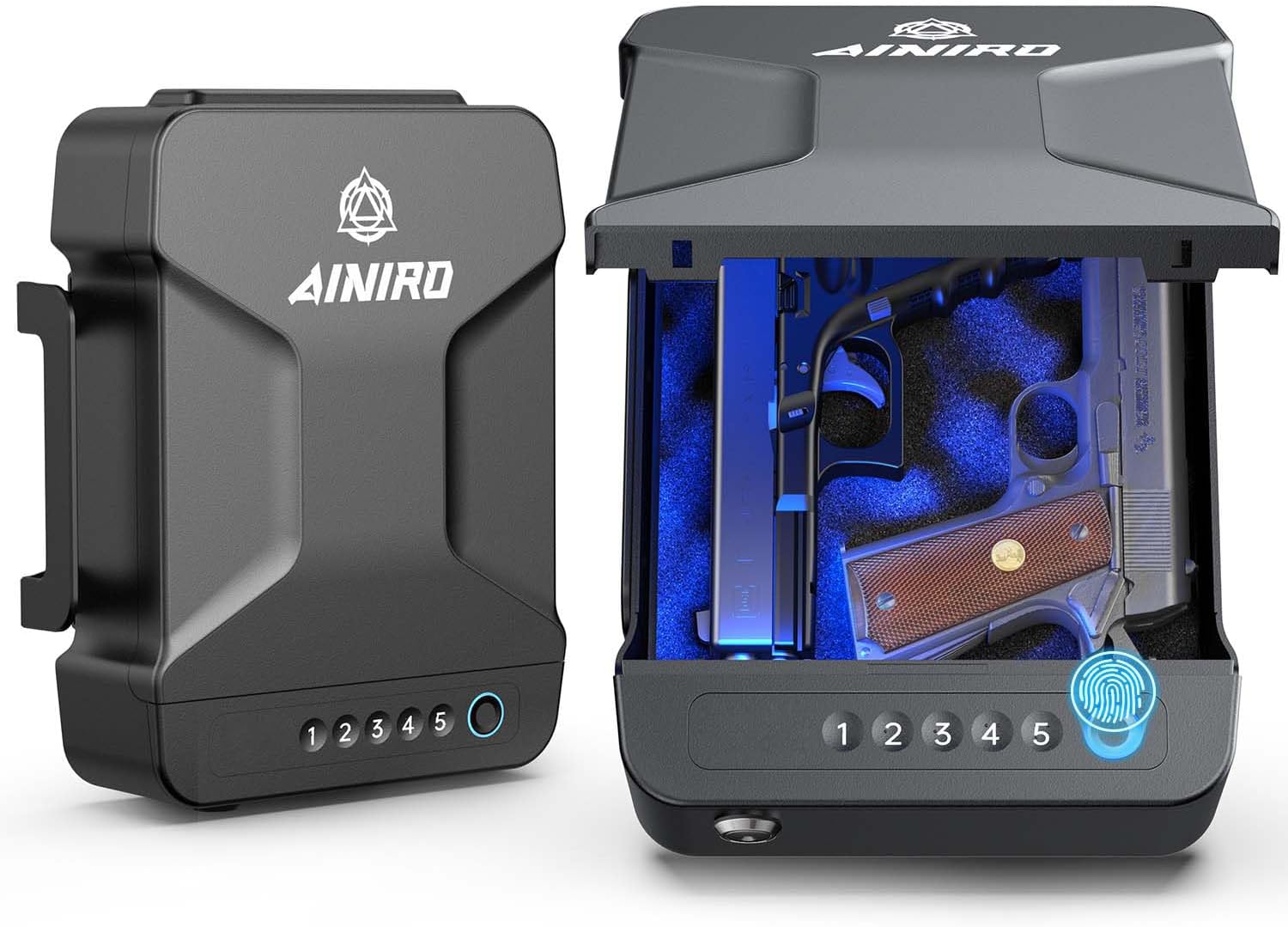 AINIRO Portable Gun Safes for Pistols Gun Safe with Builtin Handle, Biometric Gun Safe for