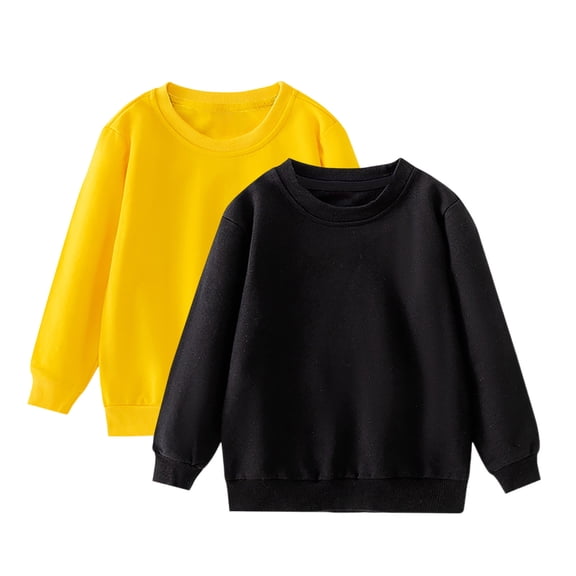 AINIYS 2 Pack Kids Casual Sweatshirt Basic Thin Long Sleeve Crewneck Pullover for Toddler Boys and Girls Solid Color Tops Black 10 Years