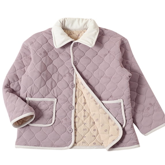 AINIYS 2024 Fall Girls Lightweight Thin Jacket Kids Open Front Button Quilted Puffer Coat Warm Outwear with Pockets 12-18