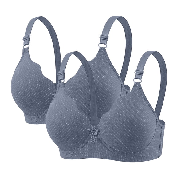 AINIYS 2PC Breathable Everyday Bras Wireless Lift and Support Push-Up Bra Secure Fit Bra for Women Bralette Soft Cup Bra Plus Size Lace Cleavage Bra Gray XXL