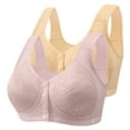 thumbnail image 1 of AINIYS 2PC Breathable Everyday Bras Wireless Soft Cup Bra Bralette Front Closure Thin Fabric Bralettes Secure Fit Bra for Women Plus Size Easy Off Bra with Wide Straps Beige XXL, 1 of 2