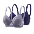 thumbnail image 1 of AINIYS 2PC Light Padding Bras Bralette Underwire Lift and Support Push-Up Bra Secure Fit Bra for Women Embroidery Lace Mesh Cleavage Bra Breathable Everyday Bras High Support Plus Size Navy 42, 1 of 3