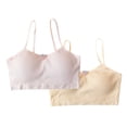 thumbnail image 1 of AINIYS 2PC Secure Fit Bra for Girls Wireless Seamless Soft Cup Bra Lightly Padded Training Bra for Teen Bralette Cotton Modal Growth Bra Breathable Student Everyday Bras Thin Style Khaki 7 Years, 1 of 5