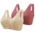 thumbnail image 1 of AINIYS 2PC Soft Cup Bra Secure Fit Bra for Women Wireless Floral Lace Breathable Everyday Bras Front Closure Cotton Plus Size Easy Off Bra with Wide Straps Bralette White 44/100, 1 of 2