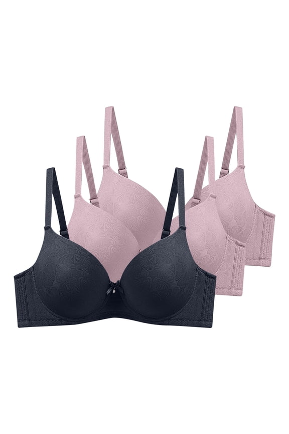 3PC Lift and Support Push-Up Bra Push-Up Bra Underwire Anti-Sagging Bra Bralette Thin Fabric Bralettes Breathable Everyday Bras Secure Fit Bra for Women Plus Size Cleavage Bra Black 90