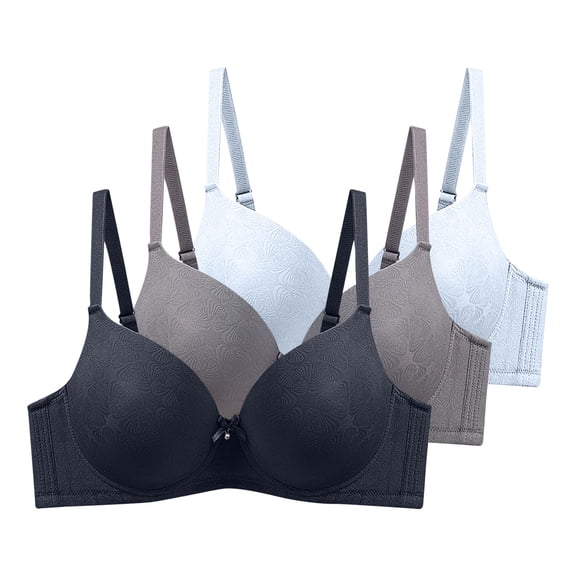 AINIYS 3PC Secure Fit Bra for Women Underwire Thin Fabric Bralettes Anti-Sagging Bra Bralette Lift and Support Push-Up Bra Breathable Everyday Bras Push-Up Bra Plus Size Cleavage Bra Black 110