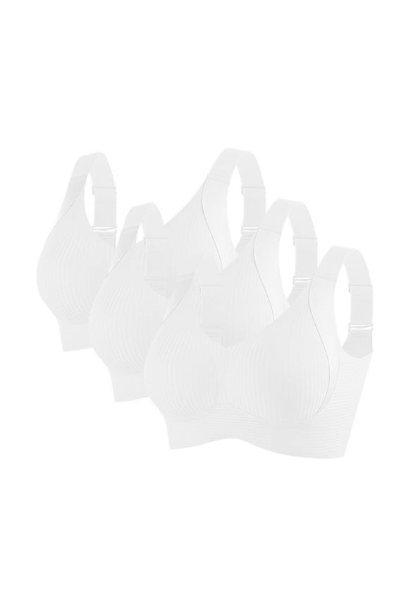 3PC Soft Cup Bra Secure Fit Bra for Women Cooling Lift-Up Wireless Workout Gym Bra Wide Straps Sports Yoga Bra Bralette Sleep Bras Breathable Everyday Bras White XXXXXL