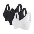 thumbnail image 1 of AINIYS 3PC Wide Straps Soft Cup Bra Wireless Workout Gym Bra Sports Yoga Bra Bralette Cooling Lift-Up Sleep Bras Secure Fit Bra for Women Breathable Everyday Bras Black XXXXL, 1 of 5
