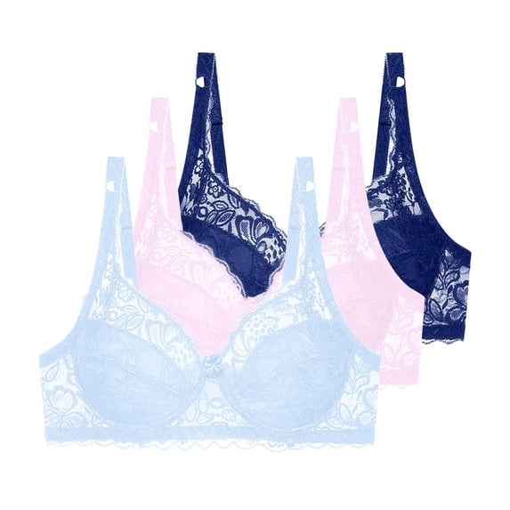 AINIYS Women Lace Bra Push up Underwire Bralettes Soft Fashion Breathable Adjustable Brassiere Lingerie Light Blue 95B