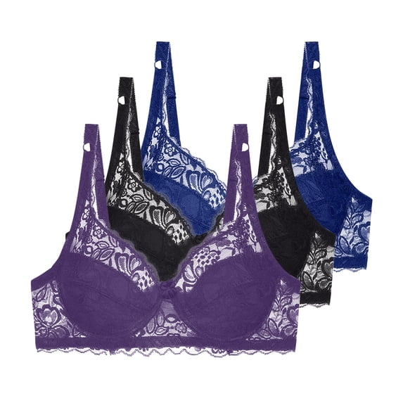 AINIYS Women Lace Bra Push up Underwire Bralettes Soft Fashion Breathable Adjustable Brassiere Lingerie Purple 95B