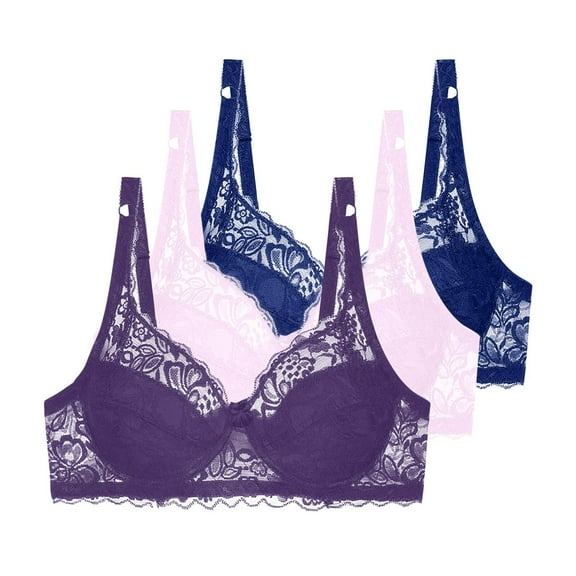 AINIYS Women Lace Bra Push up Underwire Bralettes Soft Fashion Breathable Adjustable Brassiere Lingerie Purple 95C