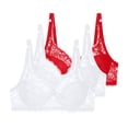 thumbnail image 1 of AINIYS Women Bras Breathable Comfy Floral Lace Full Coverage Underwired Bra Red 100C, 1 of 5