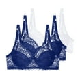 thumbnail image 1 of AINIYS 3Pcs Lace Bras for Women Bralettes with Underwire Full Coverage Bra Everyday Oversized Breathable Adjustable Underwear White 75C, 1 of 4