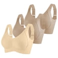 thumbnail image 1 of AINIYS 3 Pcs Seamless Bras for Women Full Support Wide Straps Push Up Ribbed Wireless Bra Solid Plus Size Everyday Bras Beige L, 1 of 5