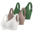 thumbnail image 1 of AINIYS Sports Bra 3 Pack Women's Ribbed Push Up Adjustable Straps Wireless Bra Super Firming Wire-Free Bras White XL, 1 of 5
