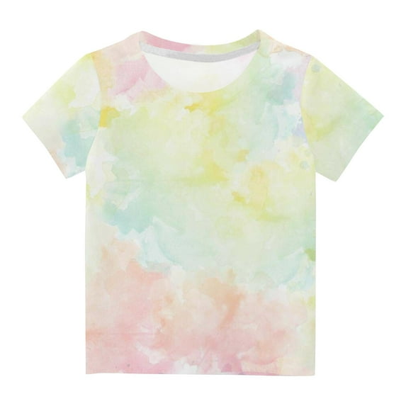 AINIYS 4-5 Years Tie Dye Trendy Crewneck Casual Loose Kids Summer Tops Fashion Short Sleeve T-Shirt Children Clothes Little Boys Tees Multicolor