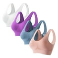 thumbnail image 1 of AINIYS 4PC Bralette Wireless Thin Fabric Bralettes Soft Cup Bra Breathable Everyday Bras Wide Straps Sports Yoga Bra With Removable Pads Secure Fit Bra for Women Pink XXL, 1 of 1