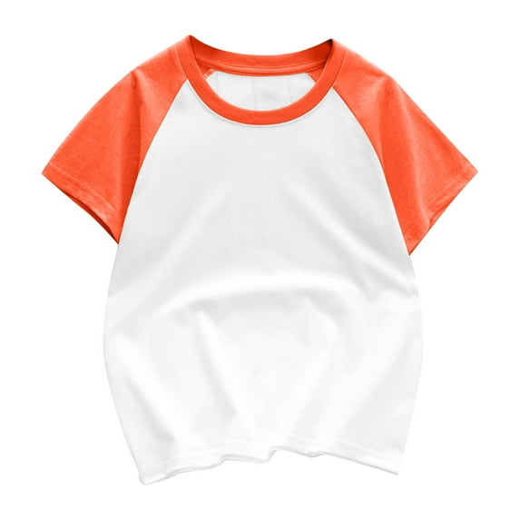 AINIYS 8 Years Fashion Short Sleeve T-Shirt Little Boys Tees Trendy Casual Loose Kids Summer Tops Children Clothes Crewneck Color Block Patchwork Orange