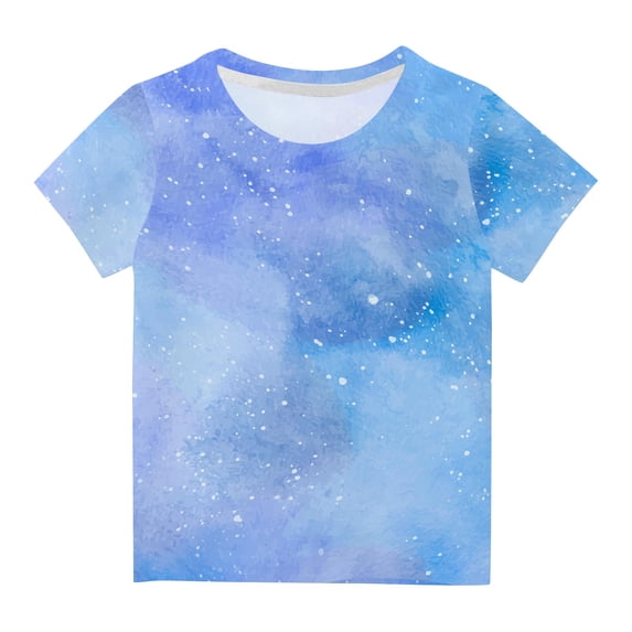 AINIYS 9-10 Years Fashion Short Sleeve T-Shirt Round Neck Little Boys Tees Trendy Tie Dye Gradient Color Casual Loose Kids Summer Tops Children Clothes Multicolor