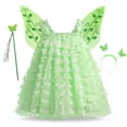 thumbnail image 1 of AINIYS Baby Girl's Ruffle Sleeve Embroidered Floral Lace Dress Princess Party Pageant Christening Birthday Dresses Green 80, 1 of 8