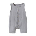 thumbnail image 1 of AINIYS Baby Solid Color Cotton Romper Summer Sleeveless Button Jumpsuit Playsuit Gray 3-6months, 1 of 3