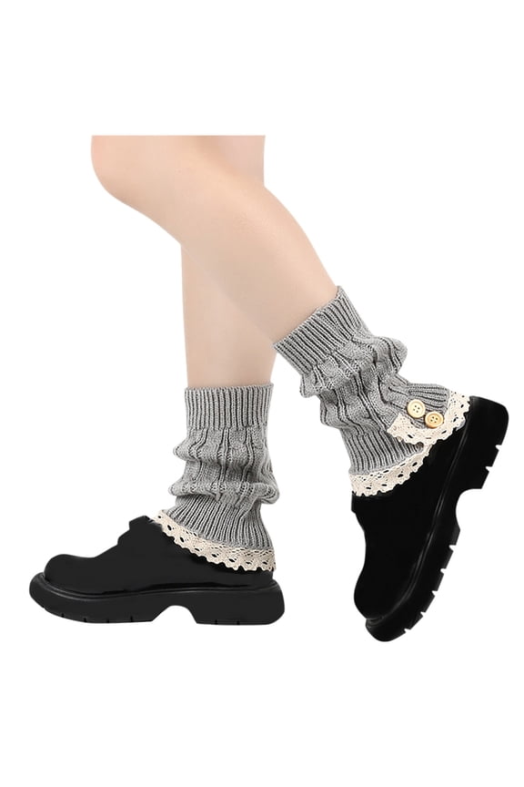 Boot Cuffs Crochet Lace Leg Warmer Knited Boot Cuffs Topper Socks Cuffs for Women Girls Winter Warm Gray Free Size