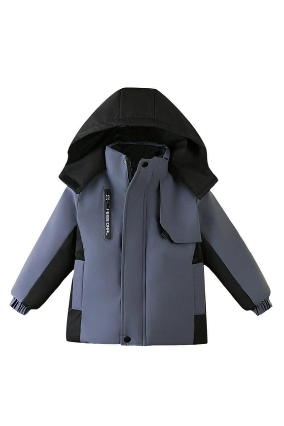 Boy's Ski Winter Coat Fleece Lightweight Insulated Waterproof Snow Jacket Hooded Windproof Warm Outerwear for Kids Gray 3 Years