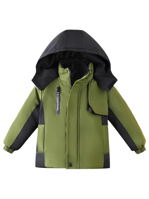 Boy's Ski Winter Coat Fleece Lightweight Insulated Waterproof Snow Jacket Hooded Windproof Warm Outerwear for Kids Green 5 Years