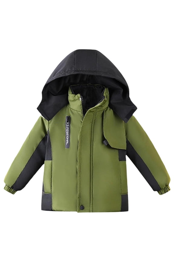 Boy's Ski Winter Coat Fleece Lightweight Insulated Waterproof Snow Jacket Hooded Windproof Warm Outerwear for Kids Green 6 Years
