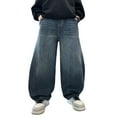 thumbnail image 1 of AINIYS Boys Balloon Jeans Baggy Wide Leg Denim Pants Elastic Waist for Street Fashion Blue 5-6 Years, 1 of 8