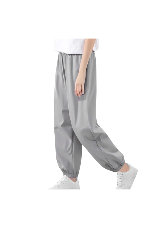 Boys Balloon Puff Pants Elastic Waist Cuffed Casual Trousers for Playtime Gray 13 Years