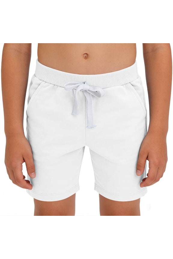 Boys Drawstring Swim Trunks Resistant Soft with Adjustable Drawstring Closure for Pool Days and Beach Activities White 10-11Years