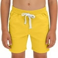 thumbnail image 1 of AINIYS Boys Drawstring Swim Trunks Resistant Soft with Adjustable Drawstring Closure for Pool Days and Beach Activities Yellow 3-4Years, 1 of 6