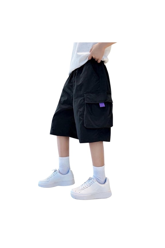 Boys Drawstring Waist Athletic Shorts Moisture Wicking Breathable with Adjustable Drawstring Closure for Sports and Running Black 8 Years