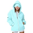 thumbnail image 1 of AINIYS Boys Girls Cardigan Sweatshirt Solid Color Casual Zipper Sweatshirt Cardigan Hoodie with Eye Mask and Zipper Girls' Tops Light Blue 7 Years, 1 of 8
