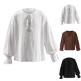thumbnail image 1 of AINIYS Boys Girls Crewneck Shirt for Kids Medieval Ruffled Long Sleeve Renaissance Vintage Blouse Tops Black 110, 1 of 9